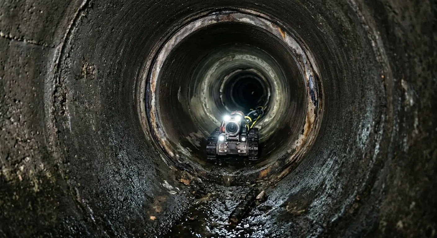 Robotic sewer camera inspecting pipe interior for Sewer Line Cleaning in Ottawa